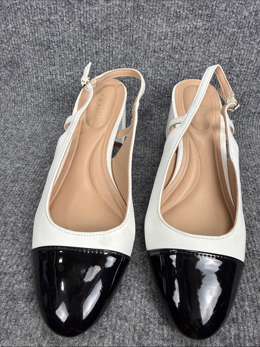 Kelly & Katie Two-Tone Slingback Pumps in White and Black Size 8M
